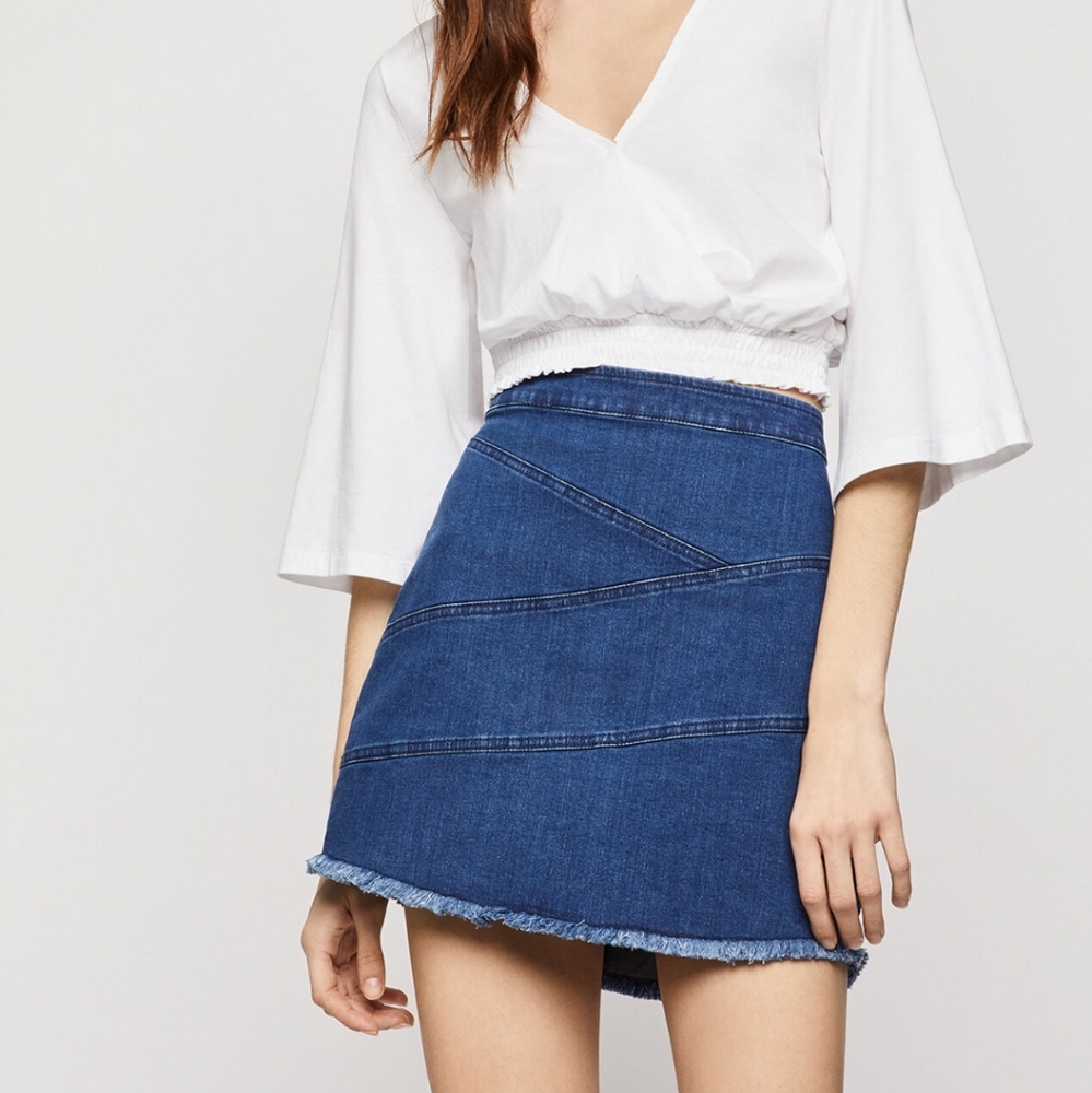 Reduced! BCBG Generation denim skirt with frayed edge
